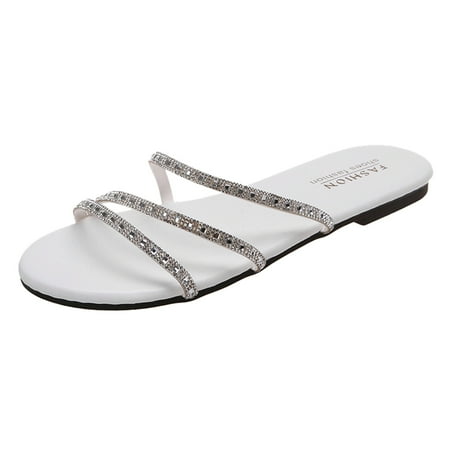 uikmnh Women Slippers Simple Rhinestone Strap Combination Outer Flat Open Toe Slippers White 10
uikmnh Women Slippers Simple Rhinestone Strap Combination Outer Flat Open Toe Slippers White 10
