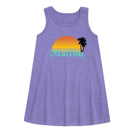 Barbie - Malibu Sunset with Palm Trees - Toddler and Youth Girls A-line Dress