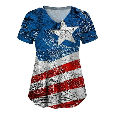 Women Independence Day Printed Short Sleeve Pocket Loose Top V-Neck Pocket Top Scrubs Top Uniform Nurses Clothing Workwear Simple Streetwear
Women Independence Day Printed Short Sleeve Pocket Loose Top V-Neck Pocket Top Scrubs Top Uniform Nurses Clothing Workwear Simple Streetwear