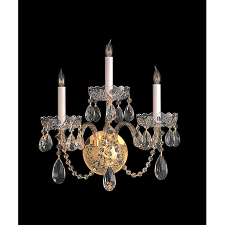 Wall Sconces 3 Light With Polished Brass Glass Material Candelabra 15 inch 180 Watts - World of Lighting