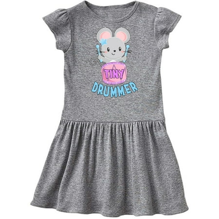 Inktastic Tiny Drummer Cute Mouse with Pink Drum Gift Toddler Girl Dress