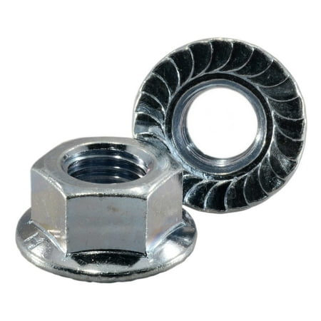 16mm-2.0 Zinc Plated Class 8 Steel Coarse Thread Serrated Flange Nuts (4 pcs.)