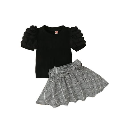 Genuiskids 2Pcs Toddler Girls Summer Outfits 9M 18M 24M 3T 4T Baby Clothes Short Puff Sleeve Tops + Plaid Belted Skirt Set 9M-4T
Genuiskids 2Pcs Toddler Girls Summer Outfits 9M 18M 24M 3T 4T Baby Clothes Short Puff Sleeve Tops + Plaid Belted Skirt Set 9M-4T