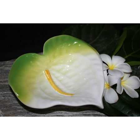 Anthurium White Ceramic Bowl 8 - Hawaii Made | #TCABMW