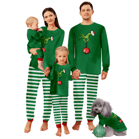 FUNIER Family Christmas Pajamas Sets The Grinch Green White Stripe Print Sizes Baby-Kids-Adult-Pet 2 Pieces Top and Pants Bodysuits Unisex Pajamas Set
FUNIER Family Christmas Pajamas Sets The Grinch Green White Stripe Print Sizes Baby-Kids-Adult-Pet 2 Pieces Top and Pants Bodysuits Unisex Pajamas Set