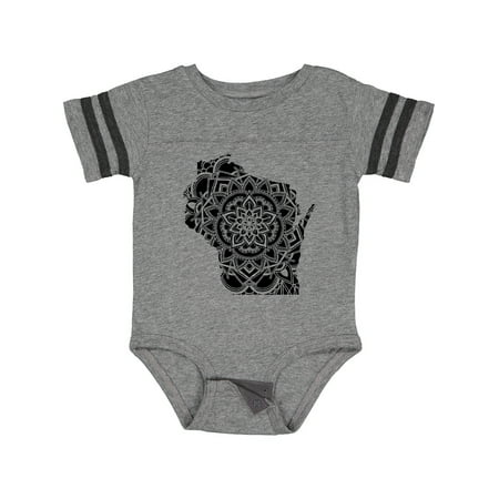 Inktastic Wisconsin Silhouette Mandala Gift Baby Boy or Baby Girl Bodysuit