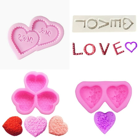 4pcs Silicone Fondant Molds Clay Molds for Wedding Valentine s Day Cake Cupcake Topper Chocolate Candy Decoration
4pcs Silicone Fondant Molds Clay Molds for Wedding Valentine s Day Cake Cupcake Topper Chocolate Candy Decoration
