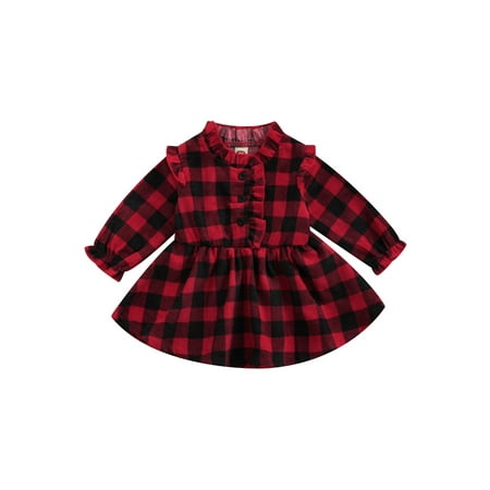 Yinyinxull Infant Baby Girls Casual Dress Long Sleeve Corduroy Plaid Printed Ruffles Knee Length A-line Dress Red 18-24 Months
Yinyinxull Infant Baby Girls Casual Dress Long Sleeve Corduroy Plaid Printed Ruffles Knee Length A-line Dress Red 18-24 Months