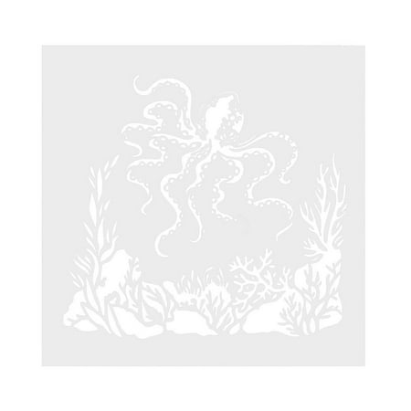 AMNHDO Octopus Coffee Spray Printing Mold DIY Cake Embossed Decor Baking Stencil