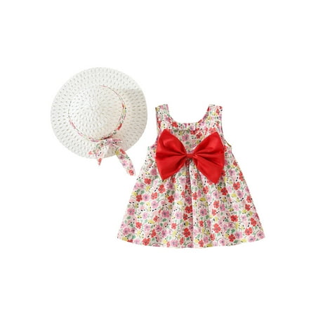 Infant Baby Girl Summer Dress Sleeveless Floral Print Princess Dresses Bow Sundress with Hat
Infant Baby Girl Summer Dress Sleeveless Floral Print Princess Dresses Bow Sundress with Hat