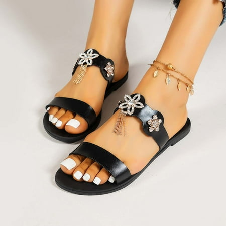 Kukoosong Dressy Summer Womens Sandals Flip Flops Fashion Womens Summer Flower Metal Decoration Peep Toe Flats Casual Comfortable Slippers Black Size 41
Kukoosong Dressy Summer Womens Sandals Flip Flops Fashion Womens Summer Flower Metal Decoration Peep Toe Flats Casual Comfortable Slippers Black Size 41