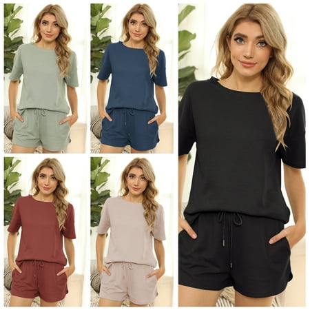 Carolilly Women s Two Piece Pajamas Ribbed Short Sleeve Shirt Shorts
Carolilly Women s Two Piece Pajamas Ribbed Short Sleeve Shirt Shorts