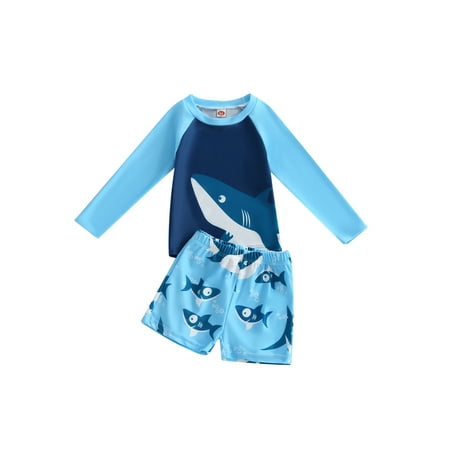 Qtinghua 2Pcs Toddler Baby Boys Summer Swimsuit Shark Print Long Sleeve Rash Guard Tops with Swim Trunks Swimwear
Qtinghua 2Pcs Toddler Baby Boys Summer Swimsuit Shark Print Long Sleeve Rash Guard Tops with Swim Trunks Swimwear