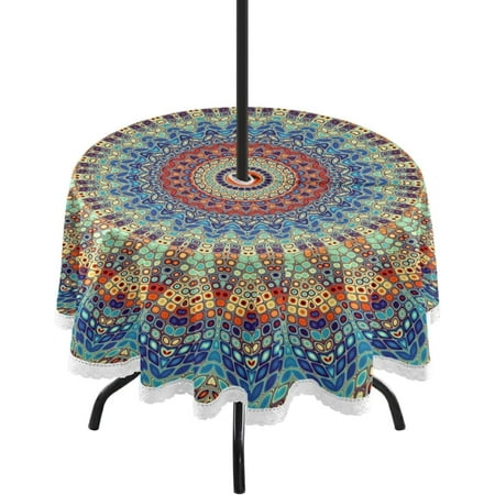 Hyjoy Boho Mandala Round Tablecloth 60In Waterproof Round Table Cloths with Umbrella Hole and Zipper Party Patio Table Covers for Outdoor Backyard /BBQ/Picnic
Hyjoy Boho Mandala Round Tablecloth 60In Waterproof Round Table Cloths with Umbrella Hole and Zipper Party Patio Table Covers for Outdoor Backyard /BBQ/Picnic