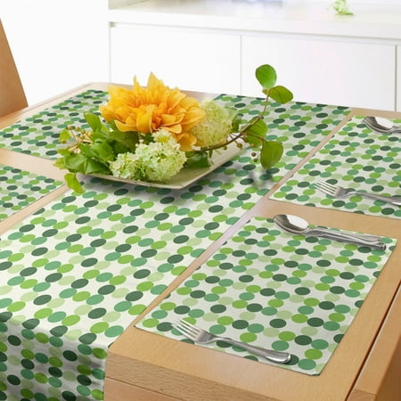 Green Table Runner & Placemats Circles of Various Tones Shades and Tints of Green Retro Style Geometrical Pattern Set for Dining Table Placemat 4 pcs + Runner 12 x72 Green Cream by Ambesonne
Green Table Runner & Placemats Circles of Various Tones Shades and Tints of Green Retro Style Geometrical Pattern Set for Dining Table Placemat 4 pcs + Runner 12 x72 Green Cream by Ambesonne
