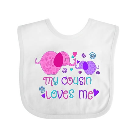 Inktastic My Cousin Loves Me- Cute Elephants Gift Baby Boy or Baby Girl Bib