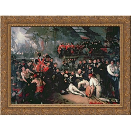 The Death of Nelson, 21st October 1805 24x18 Gold Ornate Wood Framed Canvas Art by Benjamin West