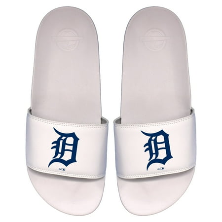 Youth ISlide White Detroit Tigers Primary Logo Motto Slide Sandals
