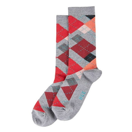 Hue Women 1-Pair Casual Crew Socks 17868 Irregular Argyle Charcoal/Red OS
