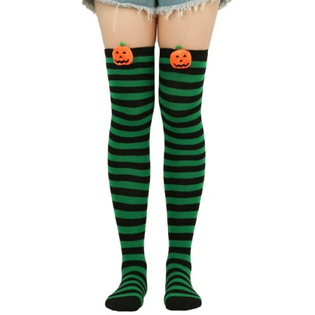 Women Striped Over Knee Socks 3D Evil Pumpkin Thigh High Stockings for Halloween
Women Striped Over Knee Socks 3D Evil Pumpkin Thigh High Stockings for Halloween