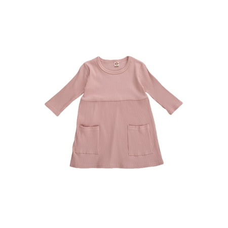 AvoDovA Toddler Baby Girl Knit Sweater Dress Solid Color Ribbed Ruffle Long Sleeve T-Shirt Dress with Pockets Fall Clothes 1-5T
AvoDovA Toddler Baby Girl Knit Sweater Dress Solid Color Ribbed Ruffle Long Sleeve T-Shirt Dress with Pockets Fall Clothes 1-5T