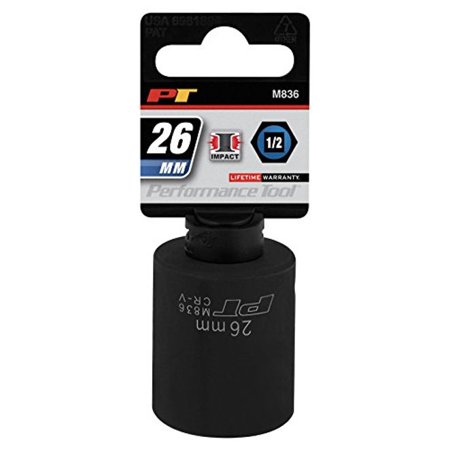 Performance Tool M836 1/2 Dr 26mm 6Point Impact Socket 1 Pack