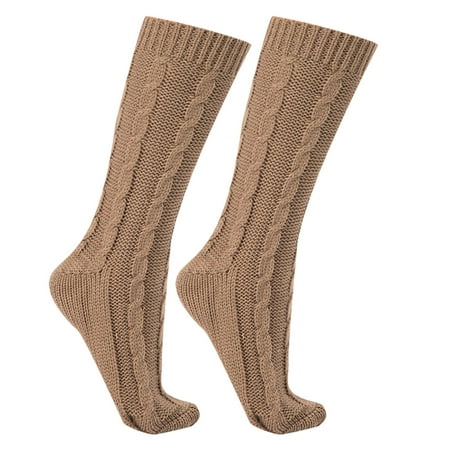 Gzztg Socks Womens Winter Warm Ladies Christmas Lace Over Knee Woolen Socks Legs