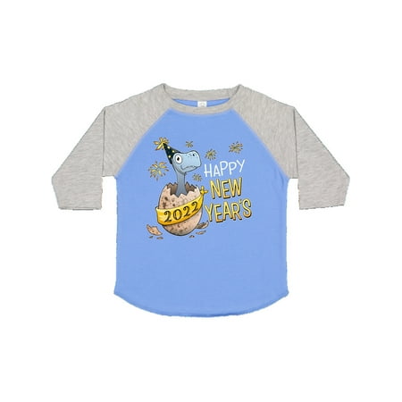 Inktastic Happy New Years 2022 Dinosaur Hatching Gift Toddler Boy or Toddler Girl T-Shirt