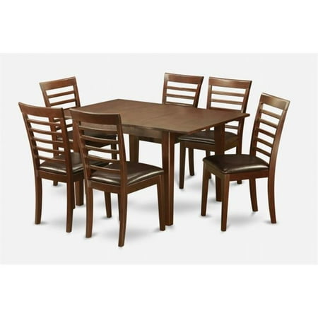 East West Furniture PSML7-MAH-LC 7 Pc Dining Table 32x60in With 6 Ladder Back Faux Leather Seat Chairs