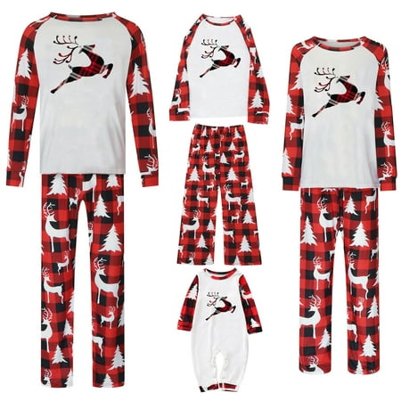 

YYDGH Christmas Family Pajamas Matching Sets Xmas Reindeer Plaid Matching Pjs for Adults Kids Holiday Home Xmas Family Sleepwear Set