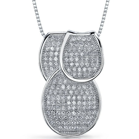 Peora 2.00 Carat T.G.W. Micro Pave Cubic Zirconia Rhodium over Sterling Silver Pendant, 18