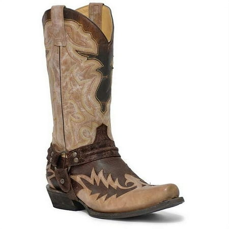 Men s Stetson Outlaw Bad Guy Boots Handcrafted Sanded Brown