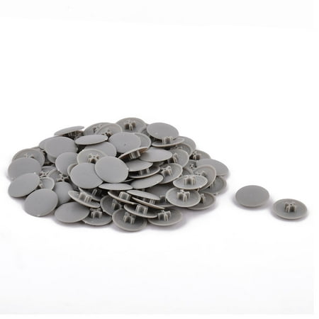 17mm Dia 4mm Thickness Plastic Round Shape Cross Screw Cap Gray 100 PCS