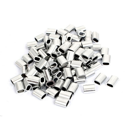 Unique Bargains 100 Pcs M3 Oval Aluminium Cable Sleeves Loop for Wire Rope