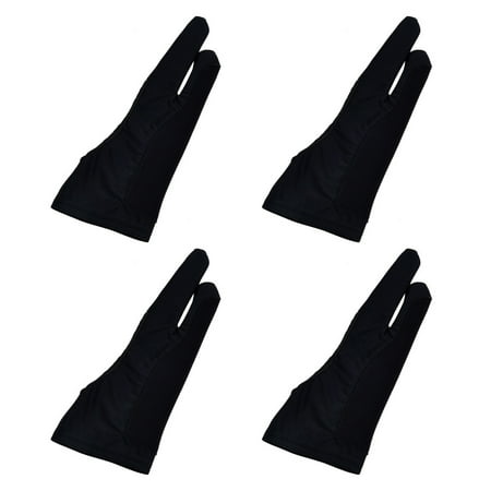 4Pcs Two Finger Gloves Professional Artist Gloves Sketching Gloves Nylon Gloves