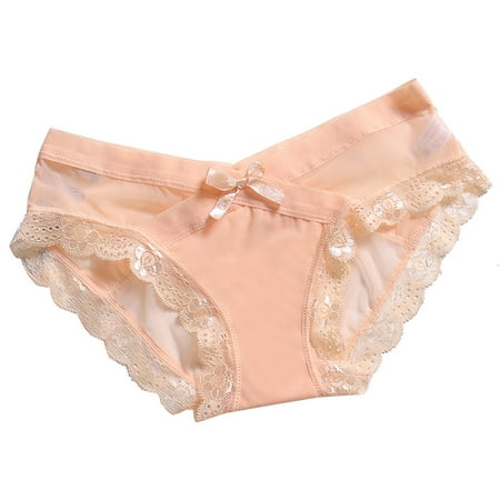 Qcmgmg Solid Briefs Panties for Women Lace Low Waisted Seamless Bowknot Breathable Underwear Beige M
Qcmgmg Solid Briefs Panties for Women Lace Low Waisted Seamless Bowknot Breathable Underwear Beige M