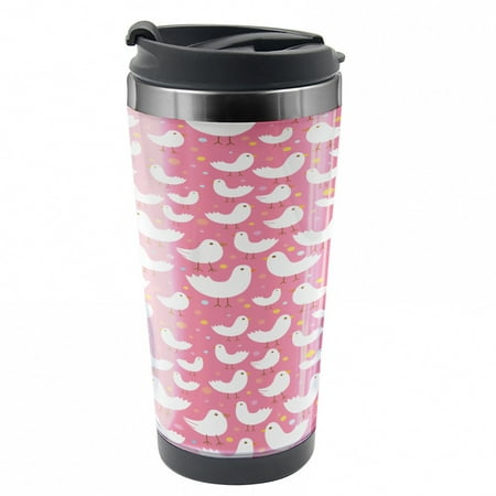 Birds Travel Mug Cotton-Candy-Like Chicken Steel Thermal Cup 16 oz by Ambesonne 
Birds Travel Mug Cotton-Candy-Like Chicken Steel Thermal Cup 16 oz by Ambesonne