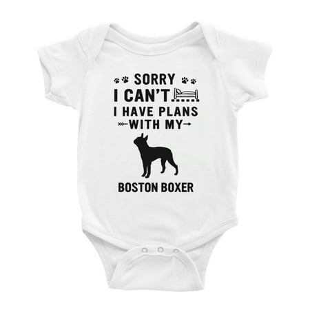 Sorry I Can t I Have Plans With My Boston Boxer Love Pet Dog Cute Baby Jumpsuits (White 0-3 Months)
Sorry I Can t I Have Plans With My Boston Boxer Love Pet Dog Cute Baby Jumpsuits (White 0-3 Months)