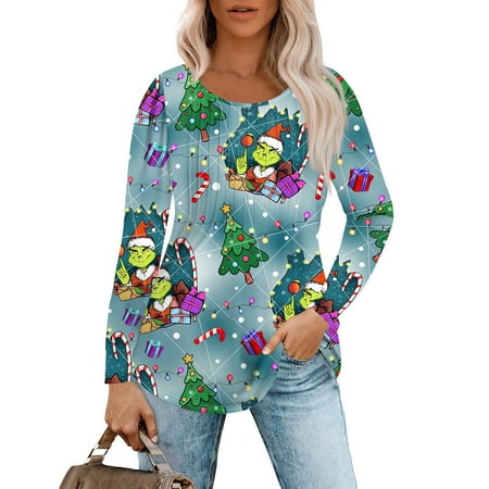Women S Grinch Christmas Print Fashion Long Sleeve Shirt Round Neck 2024 New Casual Creative Grinch Pullover Top Women New Autumn And Winter Grinch Chrimas Shirt
Women S Grinch Christmas Print Fashion Long Sleeve Shirt Round Neck 2024 New Casual Creative Grinch Pullover Top Women New Autumn And Winter Grinch Chrimas Shirt