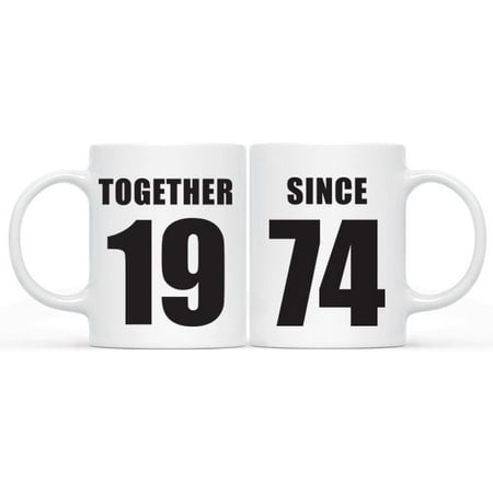 CTDream 11oz. Wedding Anniversary Coffee Mug Gift Together Since 1974 2-Pack Unique Christmas Birthday Valentine s Day Couple Gifts for Him Her Boyfriend Girlfriend Wife Husband
CTDream 11oz. Wedding Anniversary Coffee Mug Gift Together Since 1974 2-Pack Unique Christmas Birthday Valentine s Day Couple Gifts for Him Her Boyfriend Girlfriend Wife Husband