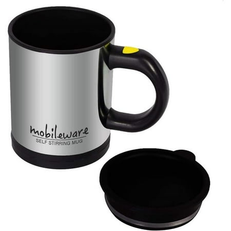 Sondpex ASM-901 8 oz Self-stirring Coffee Mug Black & Silver