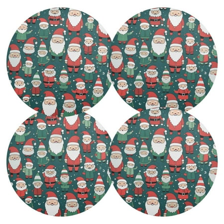 Ryvnso Santa Claus Christmas Round Plate Mats Dining Table Placemat Set of 4 for Holiday Decoration
Ryvnso Santa Claus Christmas Round Plate Mats Dining Table Placemat Set of 4 for Holiday Decoration