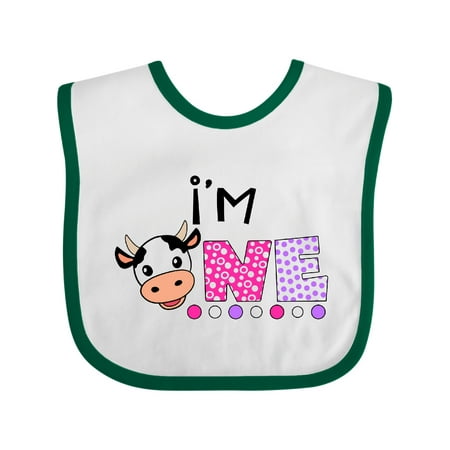 Inktastic I m 1 Cute Cow and Polka Dots Gift Baby Boy or Baby Girl Bib