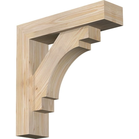 Ekena Millwork 5 1/2 W x 22 D x 22 H Merced Block Smooth Bracket w/ Offset Brace Douglas Fir