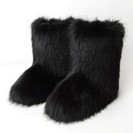

Women s Snow Boots Fluffy Furry Round Toe Suede Winter Faux Fur Boots Flat Shoes Keep Warm Cold Resistant Various Styles are Available