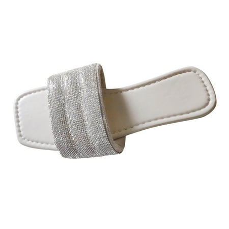 Cathalem Ladies Fashion Summer Rhinestone Decorative Square Head Open Toe Flat Slippers Beige 37
Cathalem Ladies Fashion Summer Rhinestone Decorative Square Head Open Toe Flat Slippers Beige 37