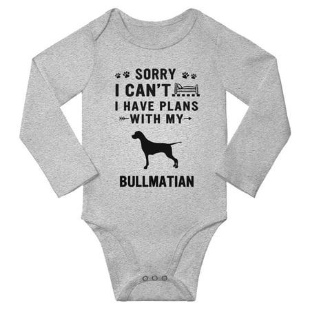 Sorry I Can t I Have Plans With My Bullmatian Baby Long Sleeve Bodysuit (Gray 18-24 Months)
Sorry I Can t I Have Plans With My Bullmatian Baby Long Sleeve Bodysuit (Gray 18-24 Months)