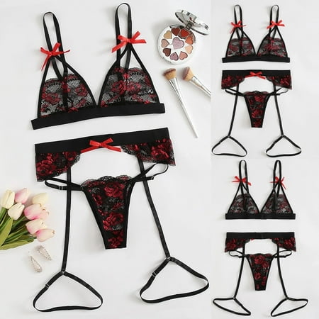 Womens Underwear Red Rose Lace Embroidery Lingerie G-String Temptation Underwear Sleepwear Underwear For Women Black L
Womens Underwear Red Rose Lace Embroidery Lingerie G-String Temptation Underwear Sleepwear Underwear For Women Black L