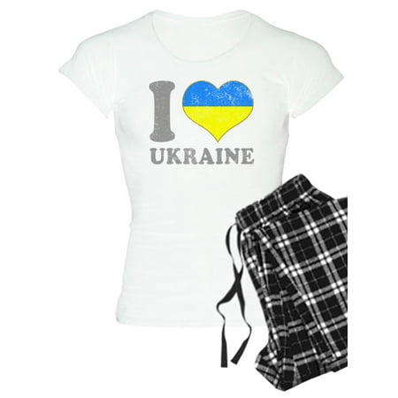 CafePress - I Love Ukraine Native Ukrainian Flag Pajamas - Women s Light Pajamas