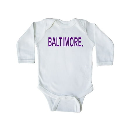 Inktastic Baltimore in Purple Text Gift Baby Boy or Baby Girl Long Sleeve Bodysuit
Inktastic Baltimore in Purple Text Gift Baby Boy or Baby Girl Long Sleeve Bodysuit